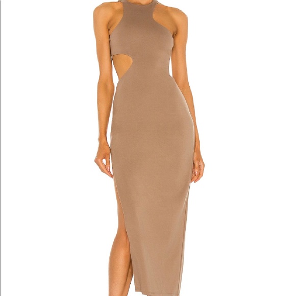 NWT - Michael Costello x Revolve Rylan Midi Dress in Taupe - Picture 4 of 10